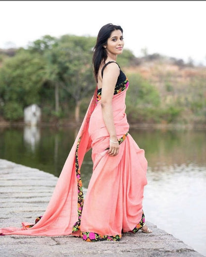 Stylist Georgette saree with digital print border