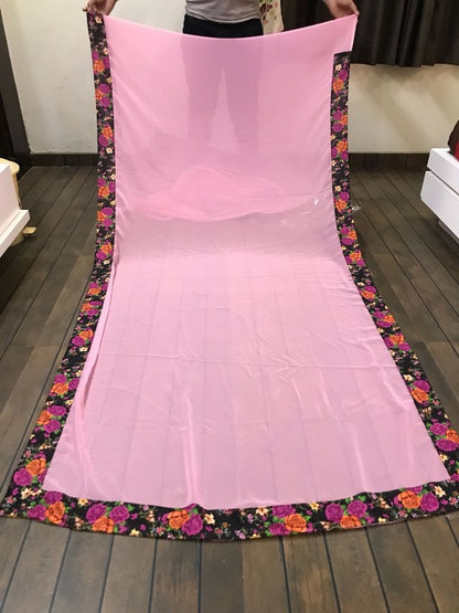 Stylist Georgette saree with digital print border