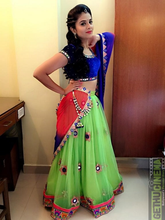 Stylist Green embroidered Navratri lehenga