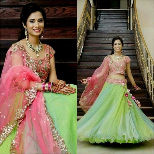 Stylist Green Pista embroidered Ceremonial lehenga