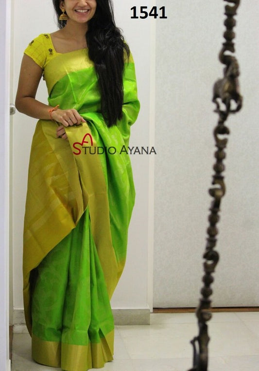 Stylist Green Pista Printed Wedding Saree