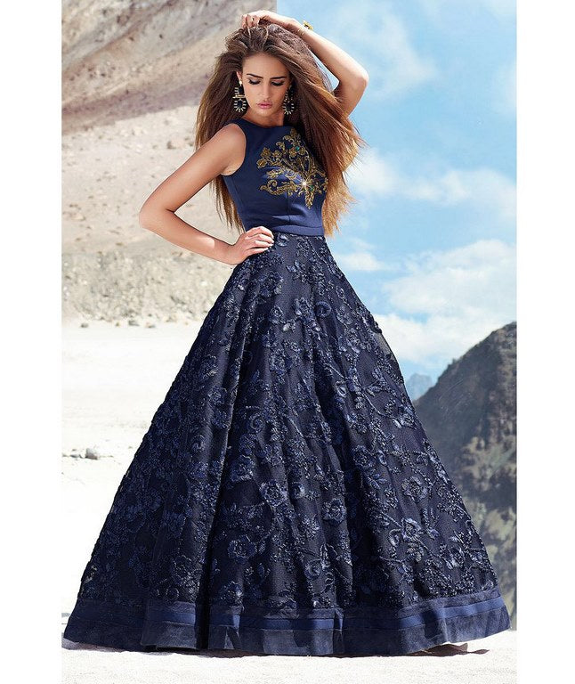 Stylist hand worked blue heavy gown