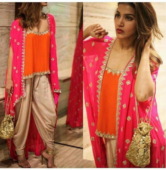 Stylist indowestern multicolor dhoti style salwar suit