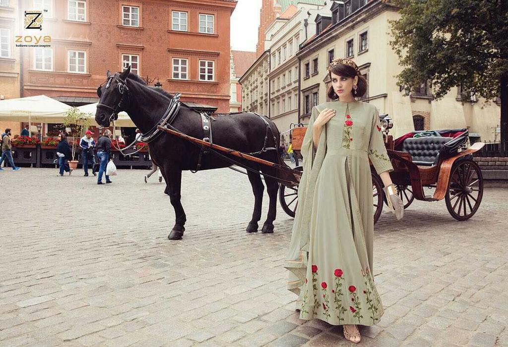 Stylist Light green embroidered Party wear Anarkali Suit