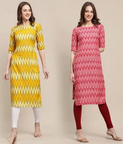 Stylist multicolor cerepe combo of 2 daily wear kurtis