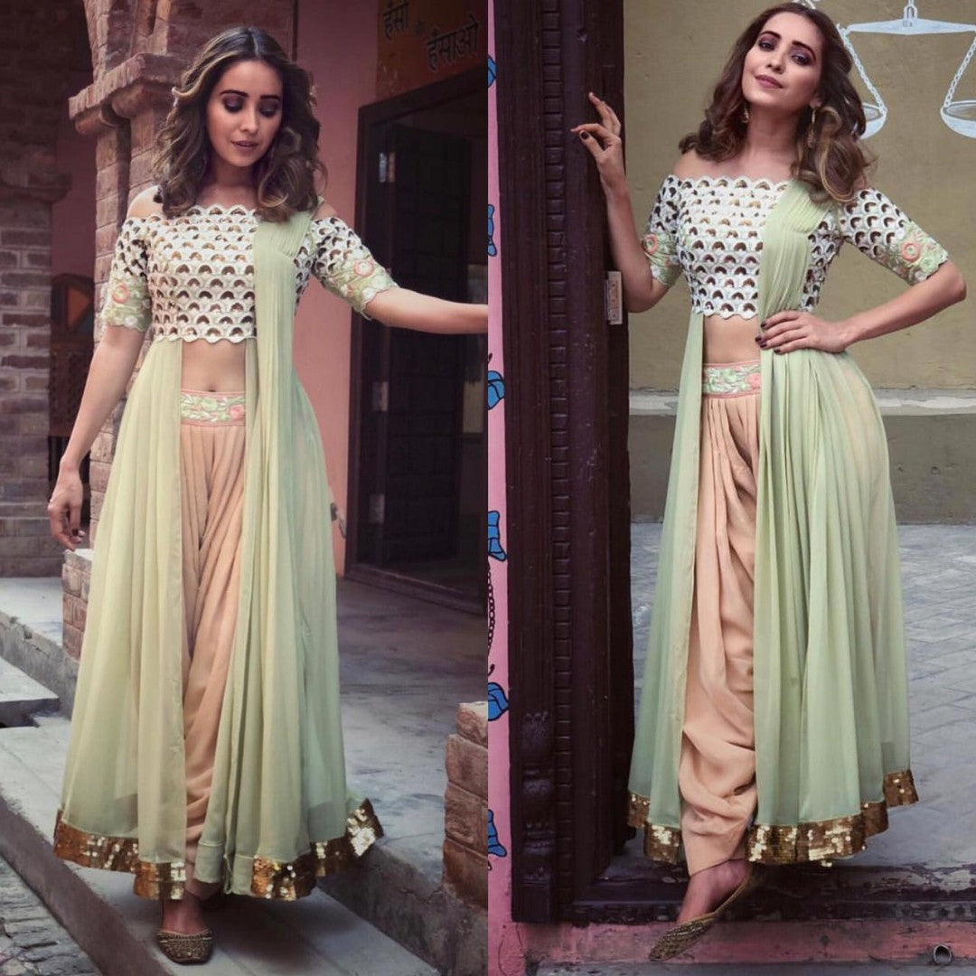 stylist multicolored georgette dhoti suit