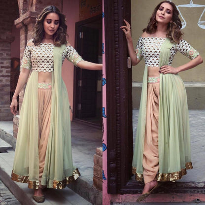 stylist multicolored georgette dhoti suit