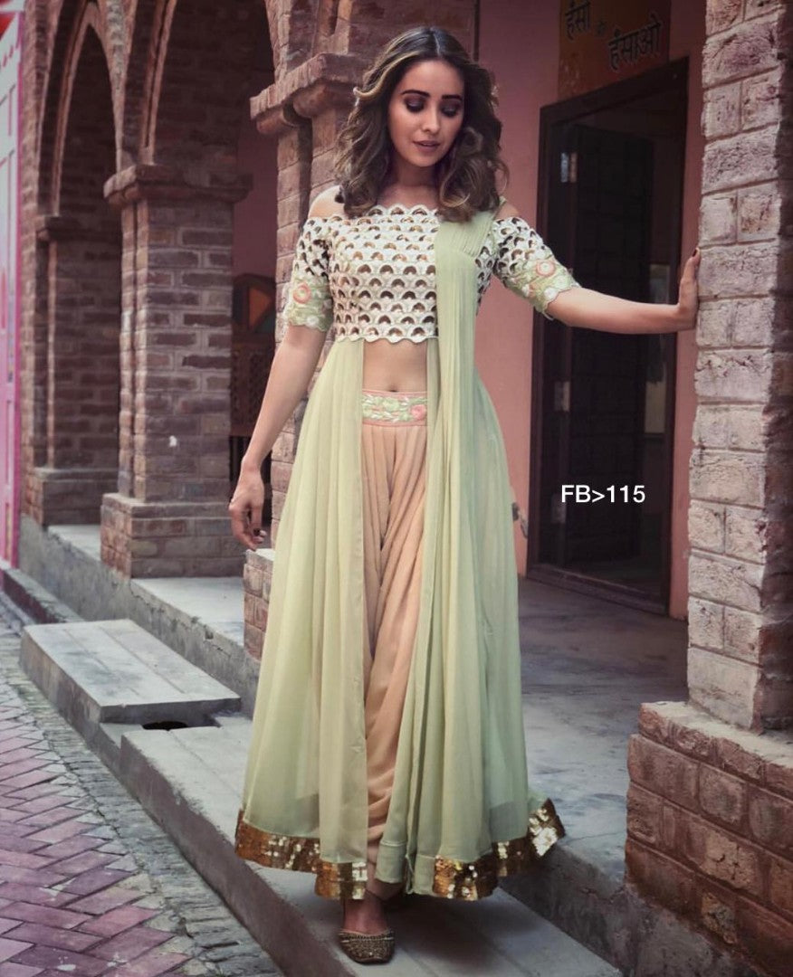 stylist multicolored georgette dhoti suit