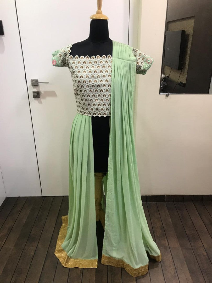 stylist multicolored georgette dhoti suit