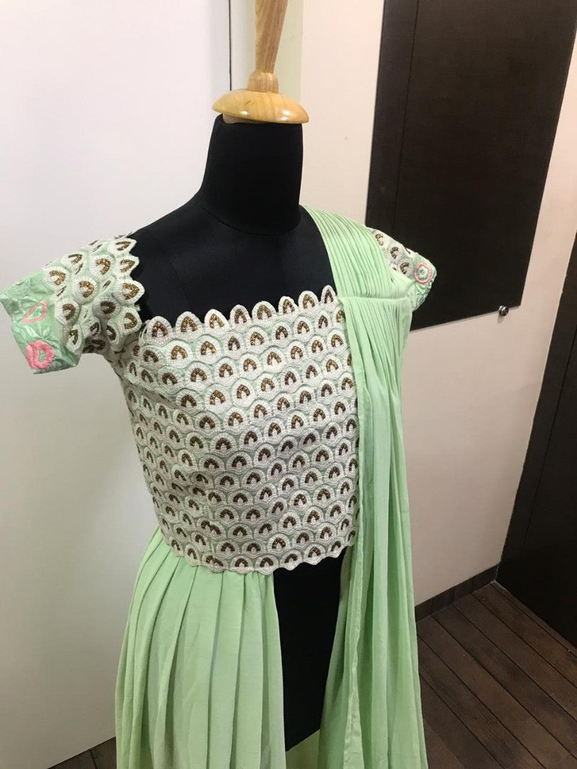 stylist multicolored georgette dhoti suit