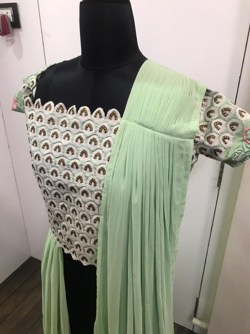 stylist multicolored georgette dhoti suit