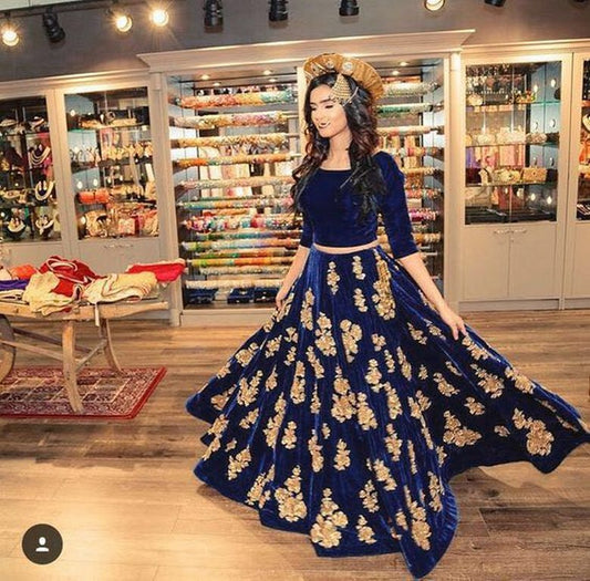Stylist Nevy Blue embroidered Ceremonial lehenga