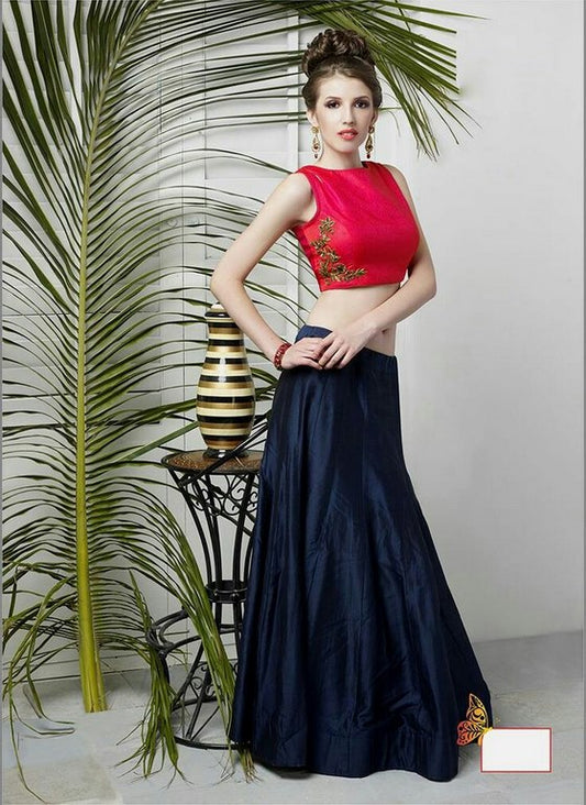 Stylist Nevy Blue Plain Party wear lehenga