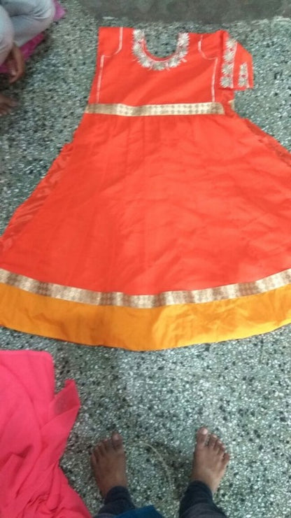 Stylist Orange Plain Ceremonial Anarkali Suit