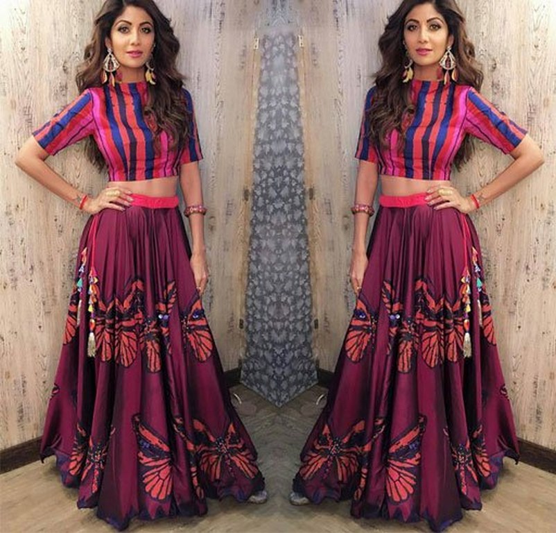 Stylist Pink printed Party wear lehenga