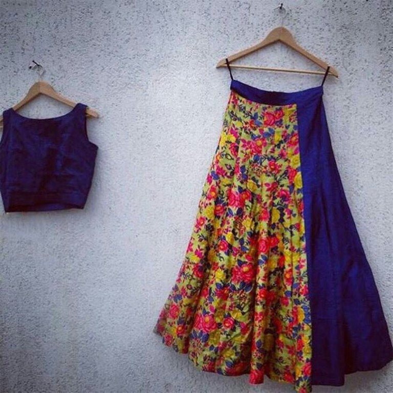 Stylist printed blue partywear lehenga
