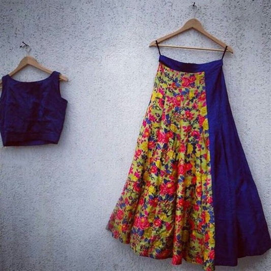 Stylist printed blue partywear lehenga