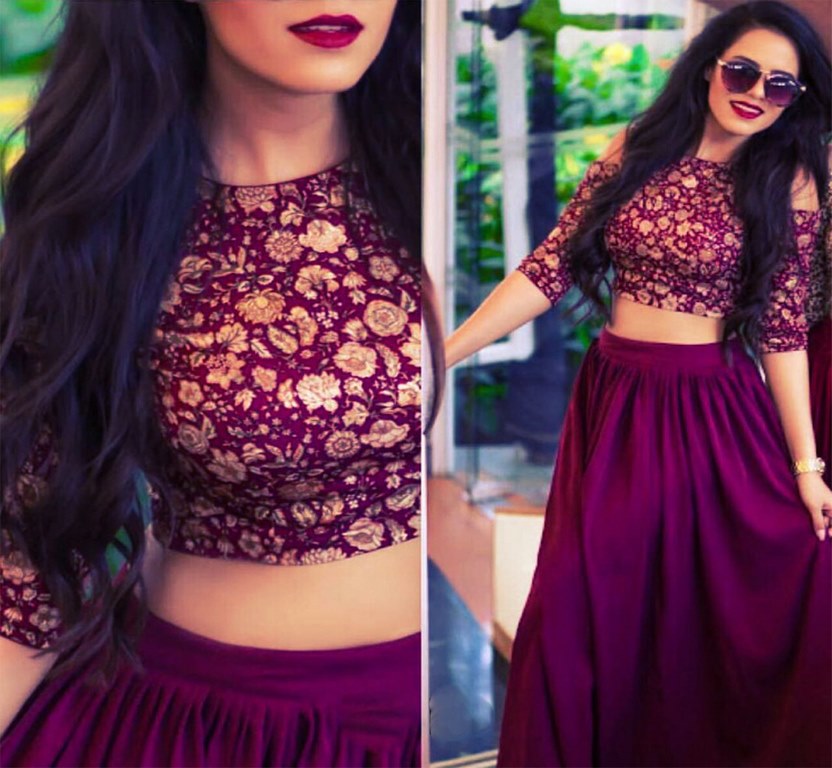 Stylist purple lehenga with embroidered blouse