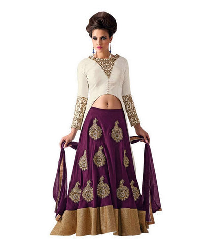 Stylist purple lehenga with white choli