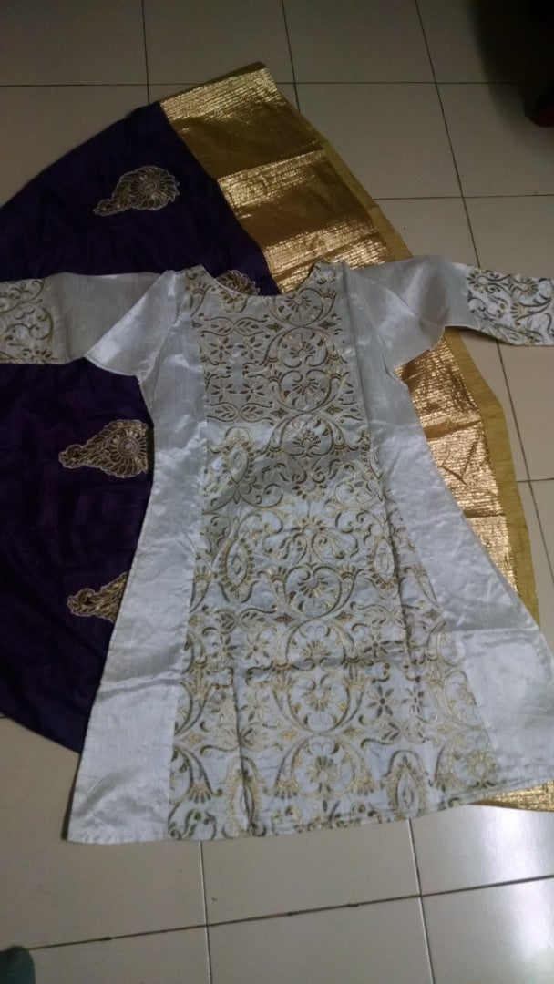 Stylist purple lehenga with white choli