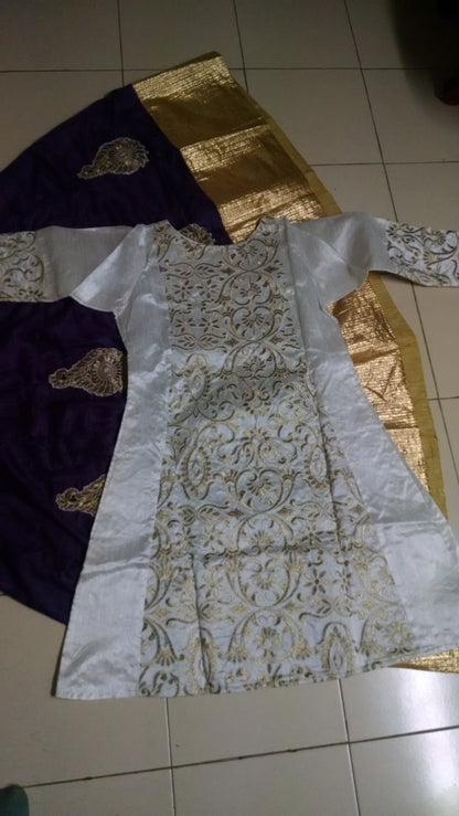 Stylist purple lehenga with white choli