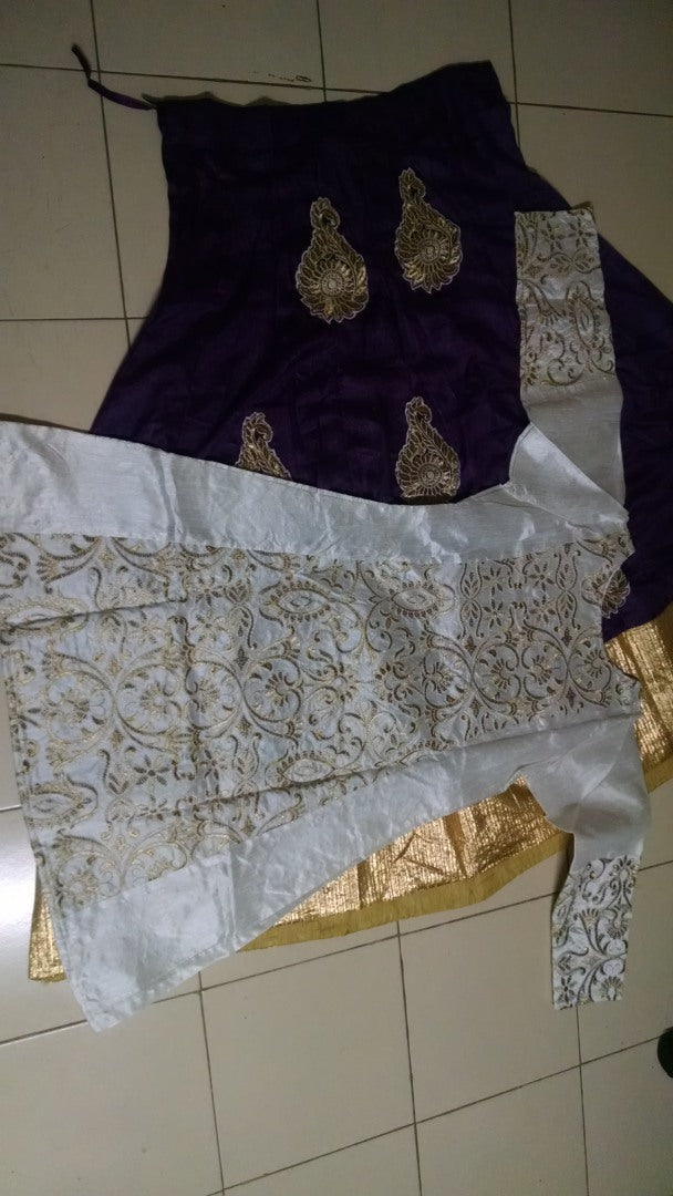 Stylist purple lehenga with white choli