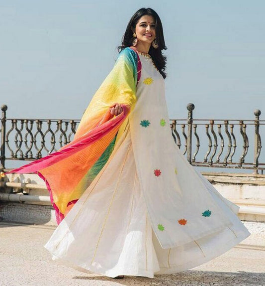 Stylist rainbow white lehenga