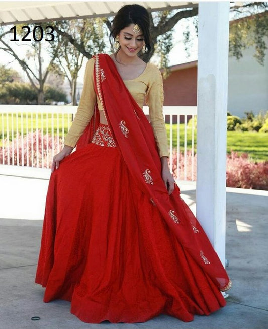 Stylist Red plain Ceremonial lehenga