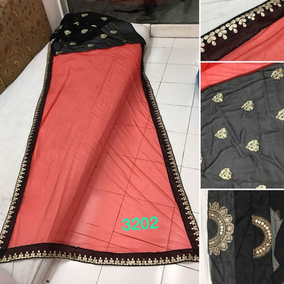 Stylist silk georgette fancy thread worked partywear saree