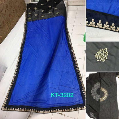 Stylist silk georgette fancy thread worked partywear saree
