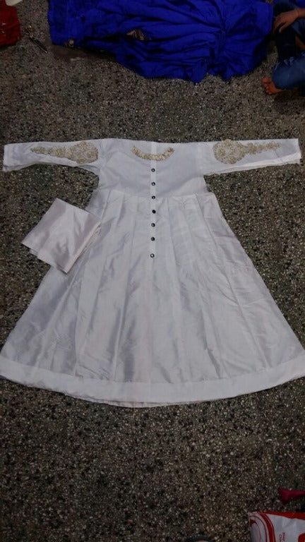 Stylist White Plain embroidered Party wear Anarkali Suit