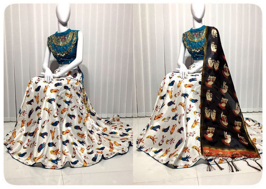 Stylist White printed Navratri lehenga
