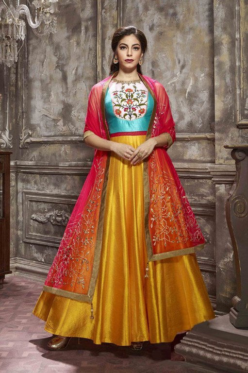 Stylist Yellow embroidered Ceremonial Gown