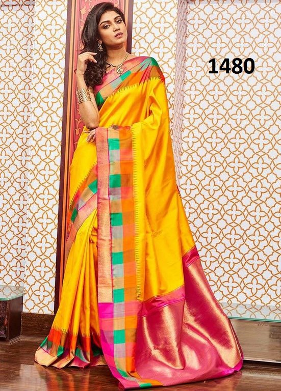 Stylist Yellow Printed Ceremonial Saree