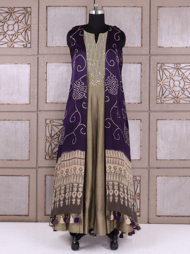 tortilla green printed and embroidered kurti with shrug