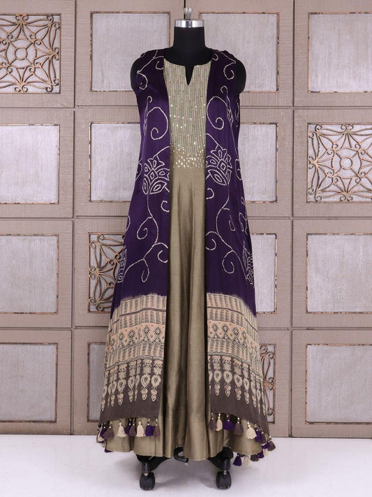 tortilla green printed and embroidered kurti with shrug