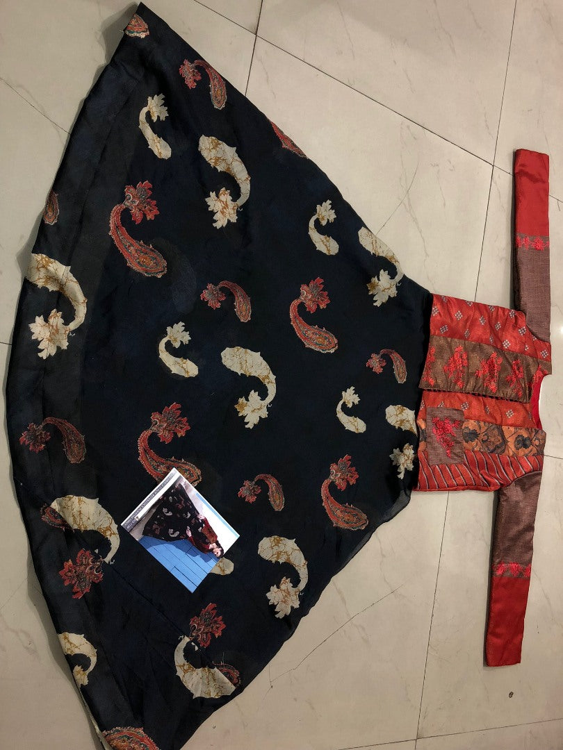 Trendy black chanderi cotton gown with jacket