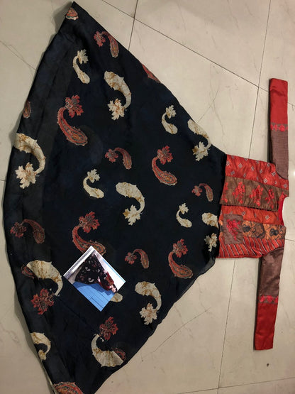 Trendy black chanderi cotton gown with jacket