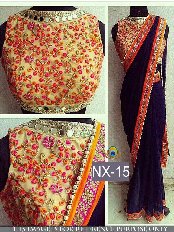 trendy designer saree with fancy blouse