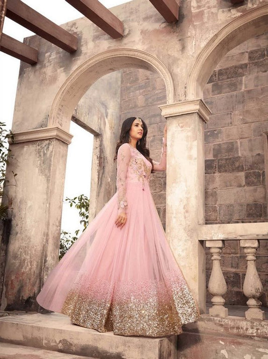 Trendy gorgeous peach wedding anarkali suit