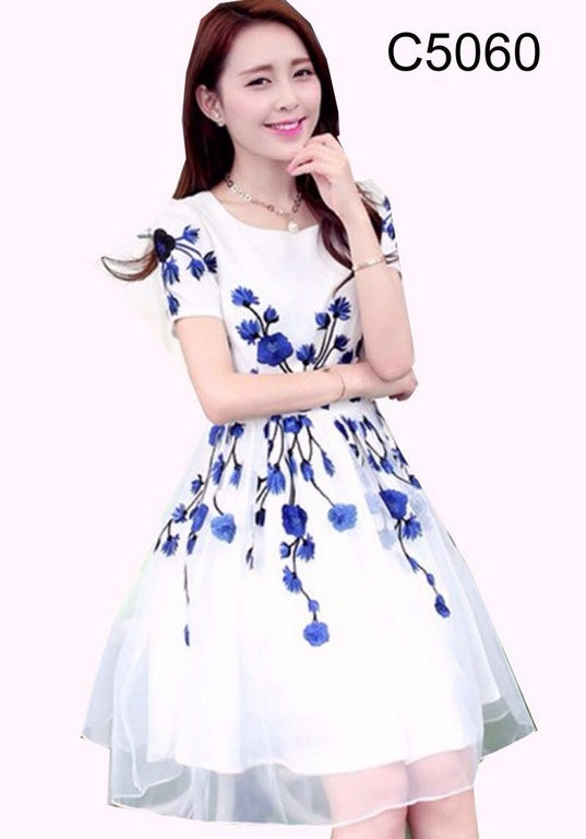 Trendy white western dress