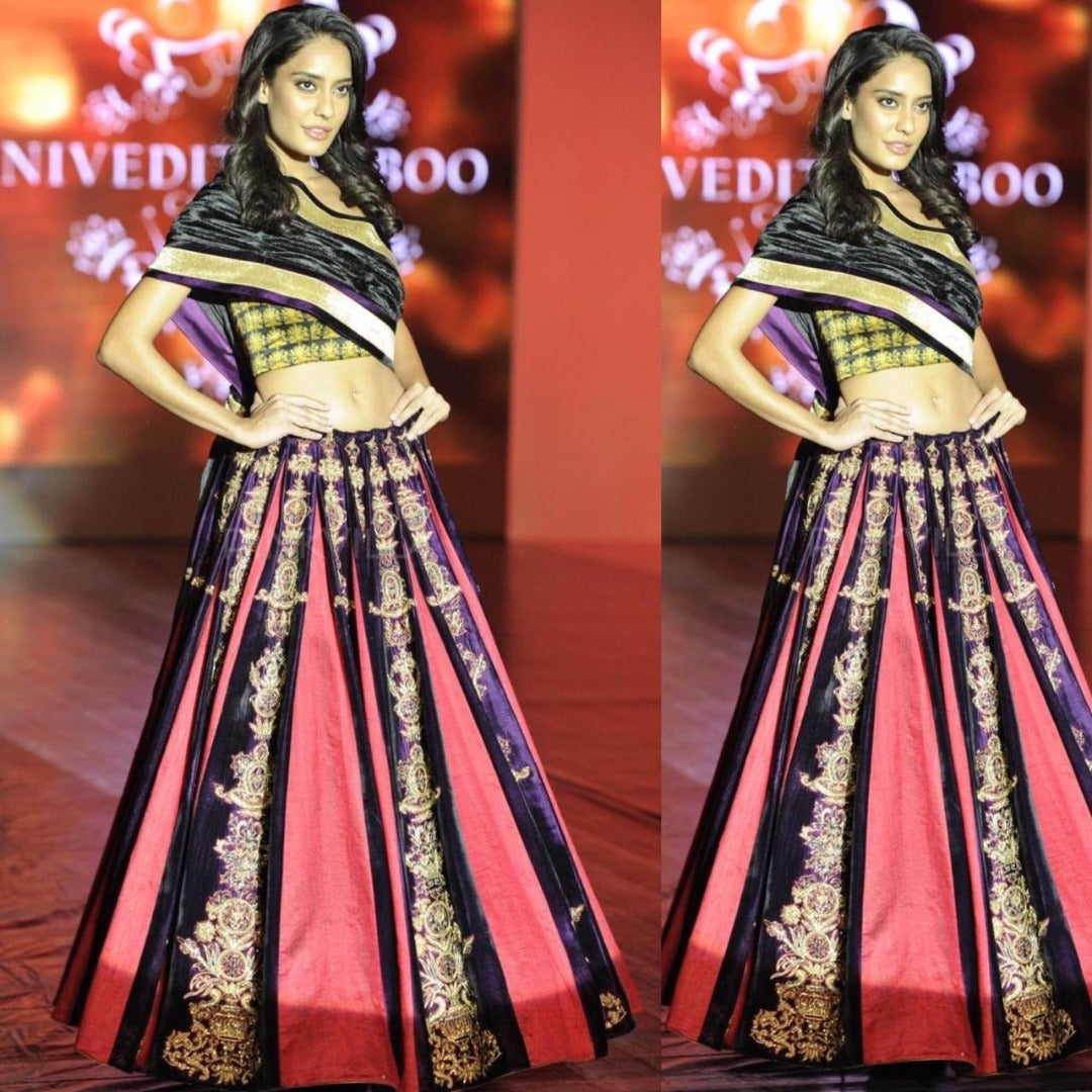 watermelon pink heavy embroidered stylist lehenga choli