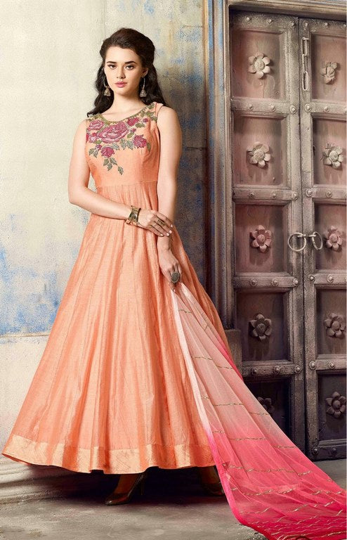 Wedding wear handworked orange gown