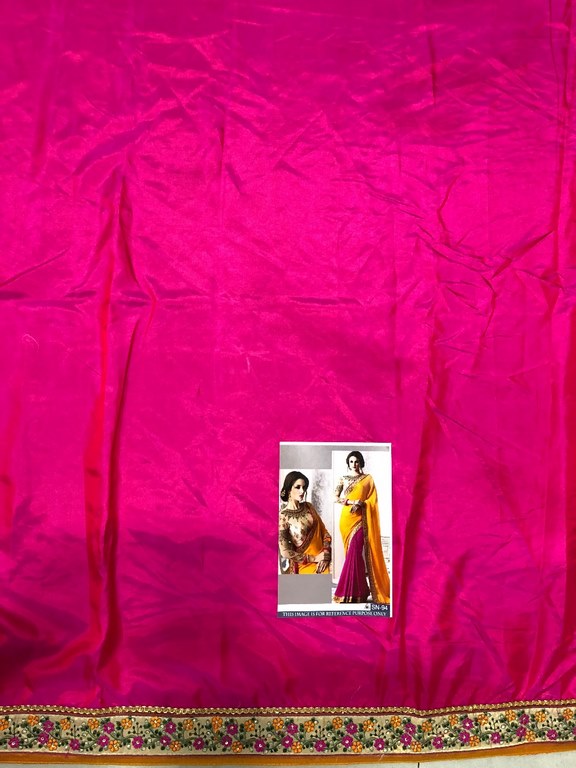 wedding wear yellow and pink half half embroidered saree