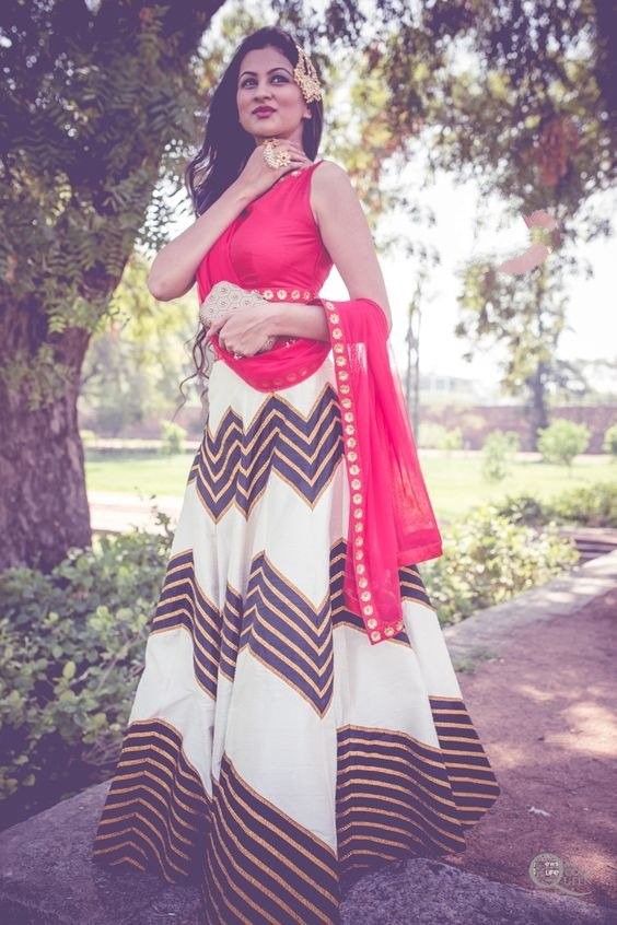 white and black banglory silk printed festival wear lehenga choli