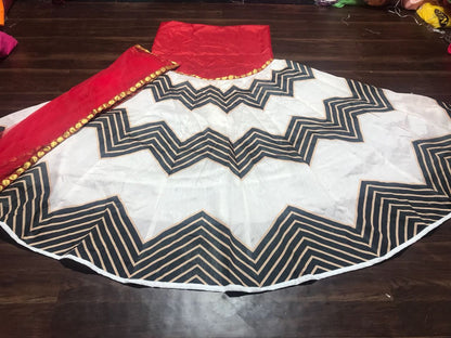 white and black banglory silk printed festival wear lehenga choli