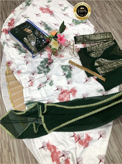 White and green malai satin shibori print lehenga choli