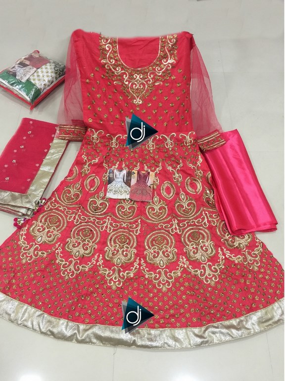 White banglori silk heavy embroidered wedding anarkali suit