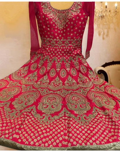 White banglori silk heavy embroidered wedding anarkali suit