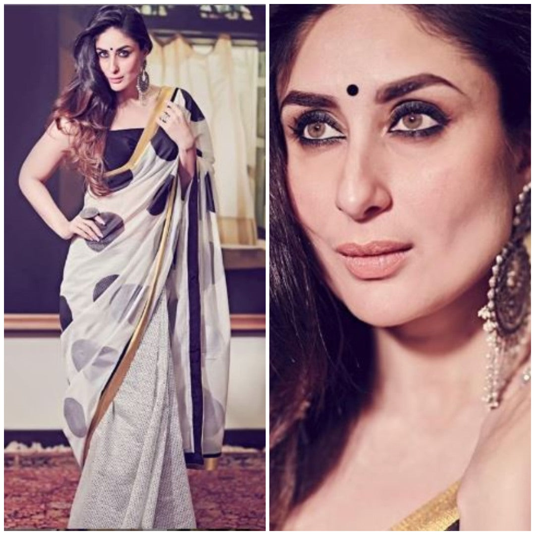 White chanderi silk digital printed bollywood saree